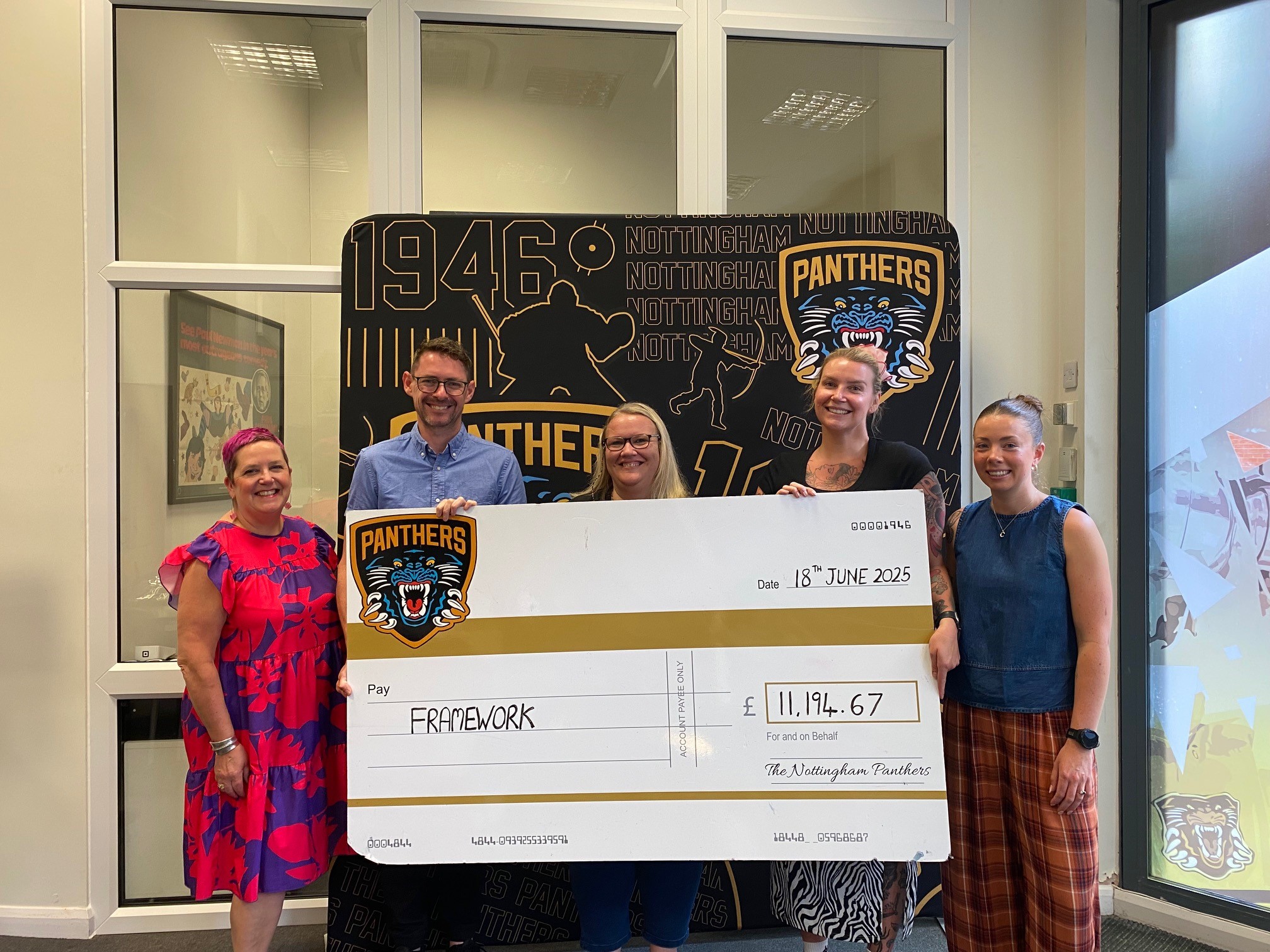 FRAMEWORK THANK PANTHERS FOR £11,000 FUNDRAISING Top Image